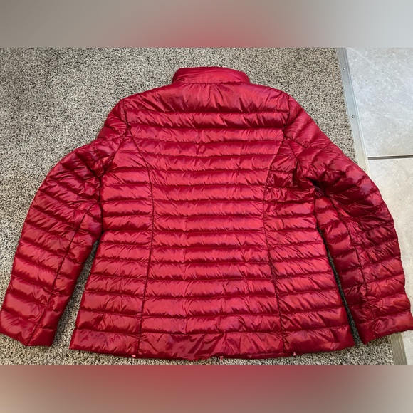 Kate Spade lightweight down packable red hooded puffer jacket Quilted down lined - Picture 4 of 9